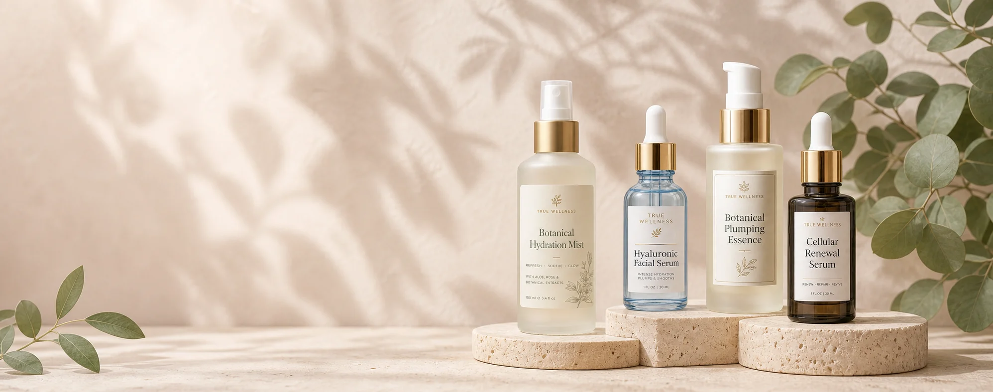 Wellness Recovery Co. hydration mist, facial serum, plumping essence, and renewal serum